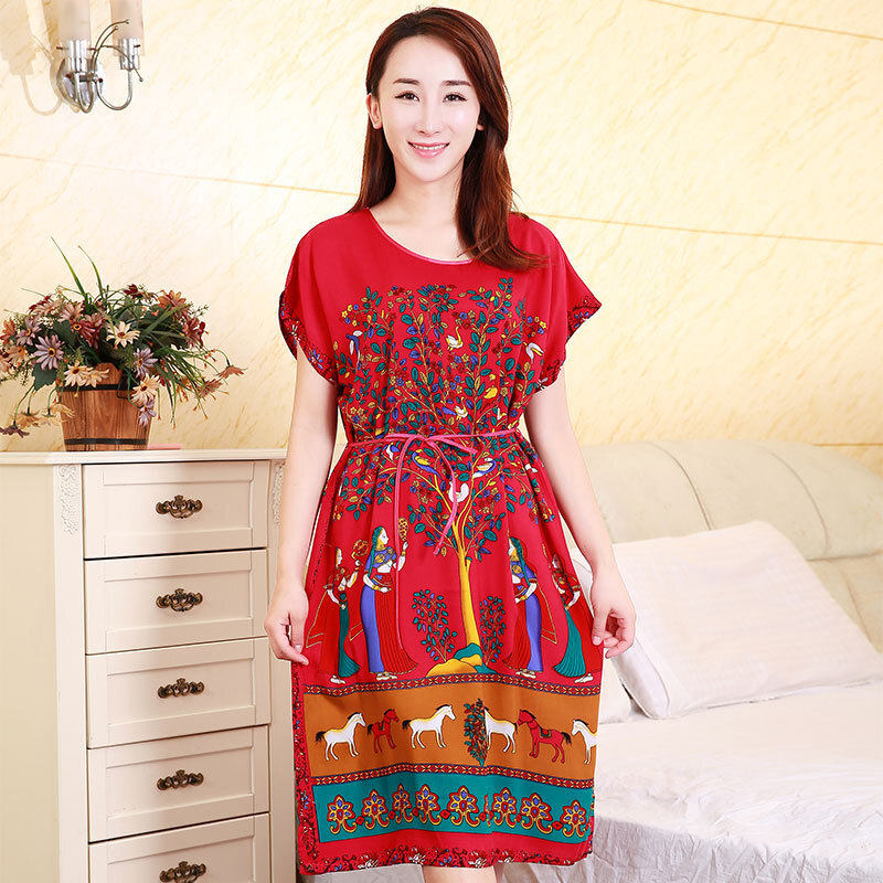 Người phụ nữ bán hàng của nhà sản xuất, đồ ngủ Trung Quốc, mùa hè ngắn ngủi của người phụ nữ mang thai, thoải mái với sợi bông dài.
