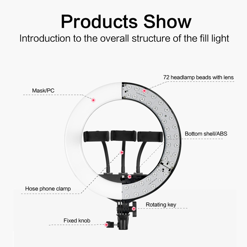 HQ-14-inch loop light remote control LED soft and non-eye-repeated mobile phone stand-on resonant light belt USB