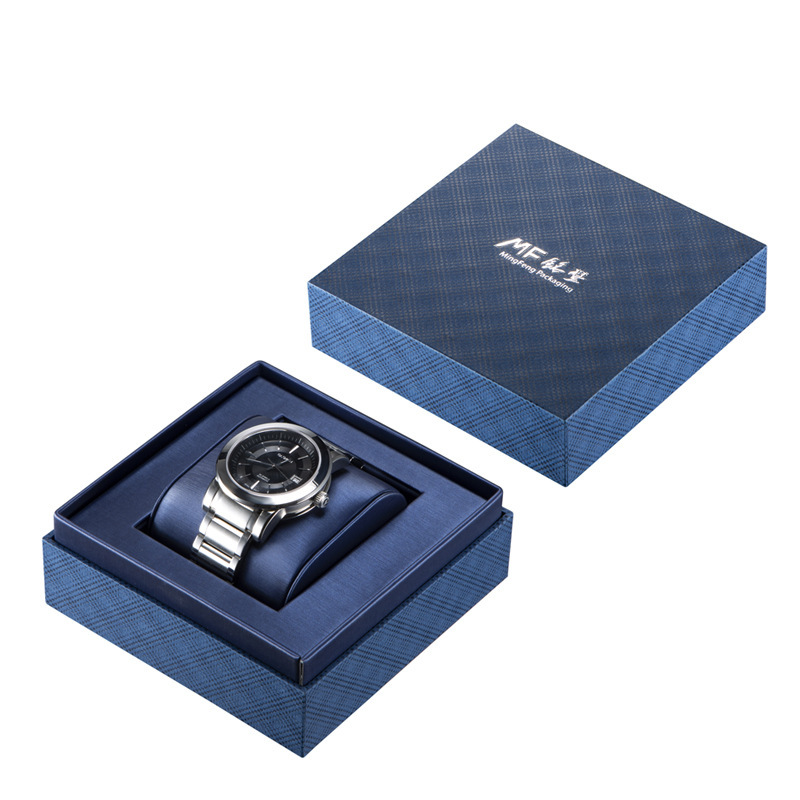 A high-quality blue-packed man's watch box.