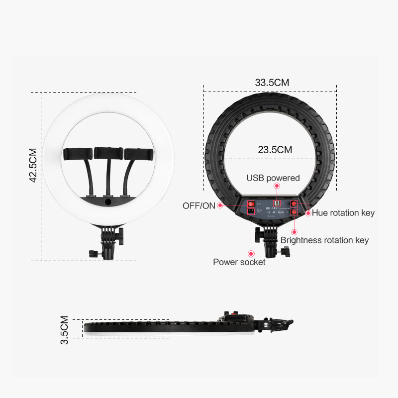 HQ-14-inch loop light remote control LED soft and non-eye-repeated mobile phone stand-on resonant light belt USB