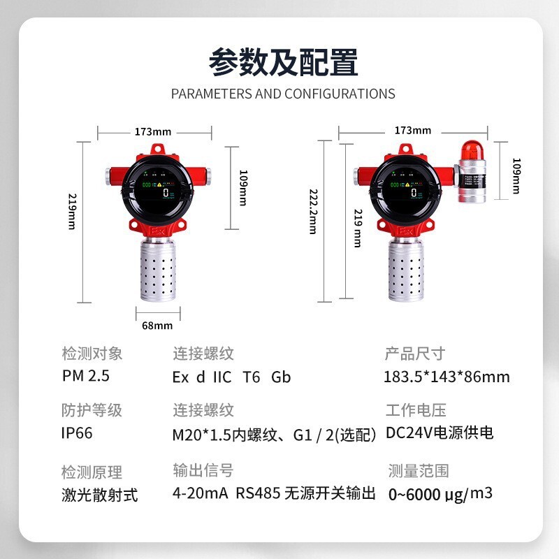 Infrared on-line monitoring alarm for Powder concentration detector industrial pipeline PM2.5 particulate matter powder