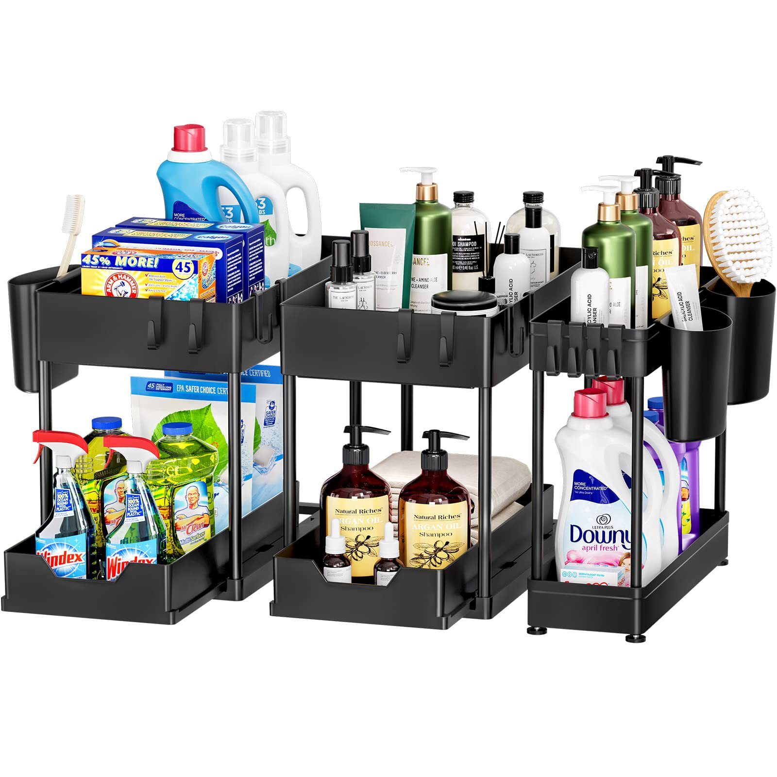 3 đơn vị dưới bồn rửa chén để thu thập kho dưới kệ trong phòng tắm bơm nước