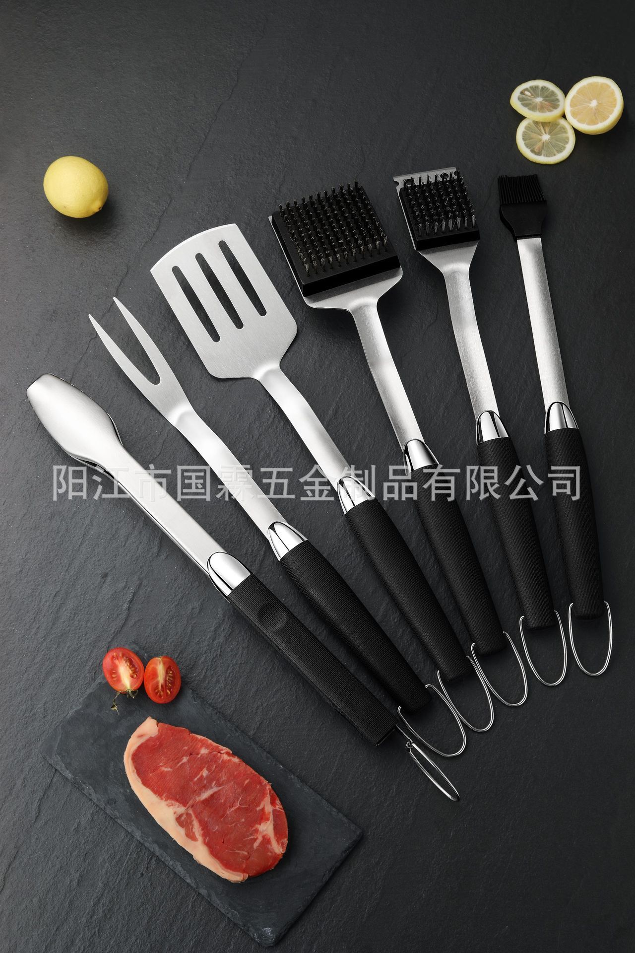 C89 TPR条纹手柄 烧烤套装 叉 铲 夹 扫 刷