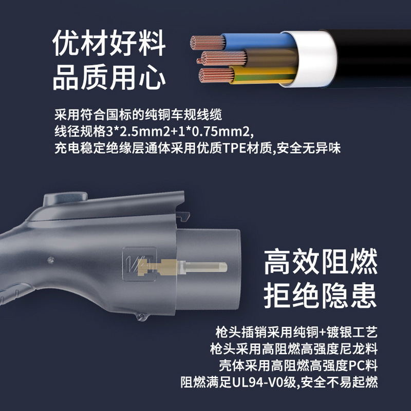 新能源充電槍電動車交流充電樁免接地隨車充比亞迪特斯拉通用熱賣