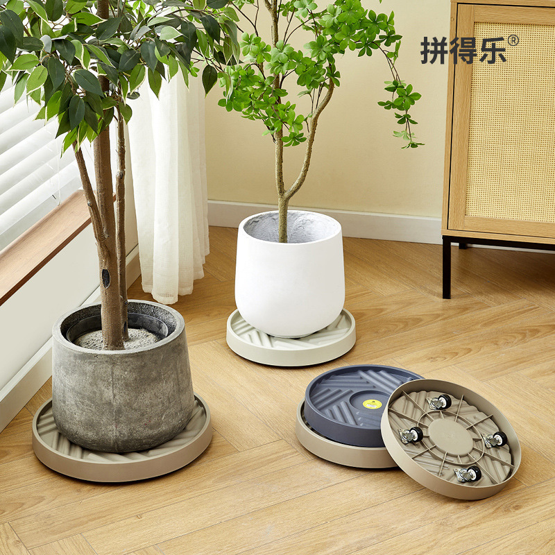 06-07 Khay chậu di động có bánh xe ở đáy để đưa nước vào đáy chậu cắm hoa