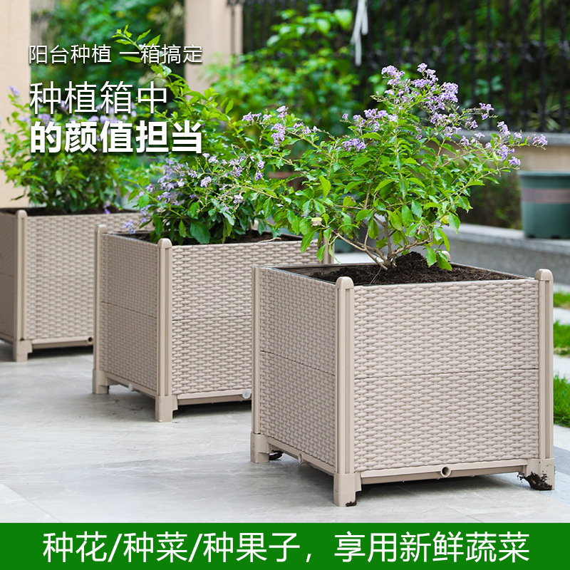 4022 Subdo thiết lập ban công gia đình trồng hộp nhựa hình chữ nhật xây dựng mái nhà bó hoa xanh ngoài trời