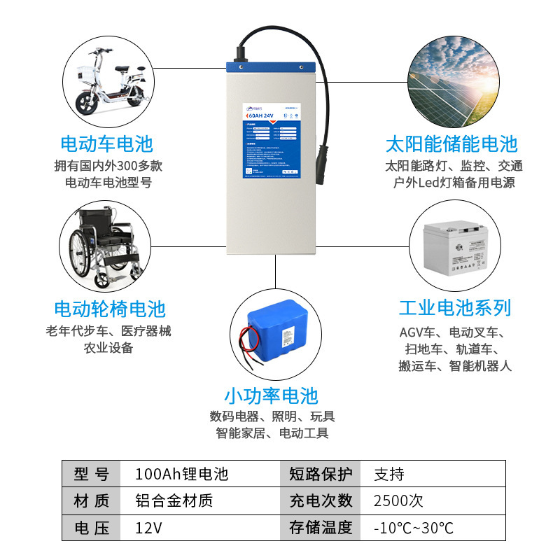 12v24v power Triple Lithium battery 10-160ah high-volume polymer solar circuit light surveillance