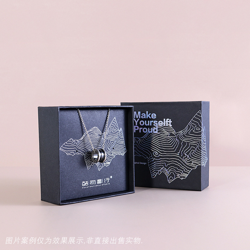 Hộp phù hiệu tùy chỉnh nhà máy, hộp kim bài màu đen, hộp giấy bình phương, hộp gói quà rỗng.