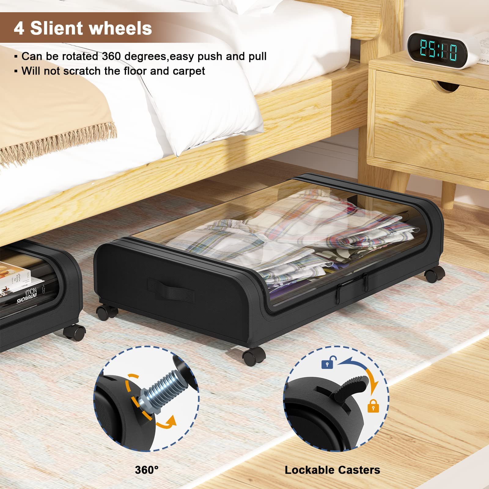 Giường xuyên biên giới Amazon với một bìa trong suốt để xem khăn tắm, giày dép và đồ chơi và thuốc bổ.