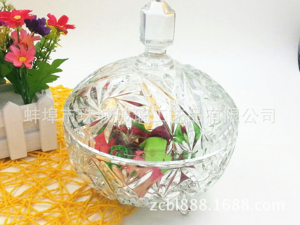 珠城玻璃  透明储物罐 礼品储物罐 欧式糖果盅-109