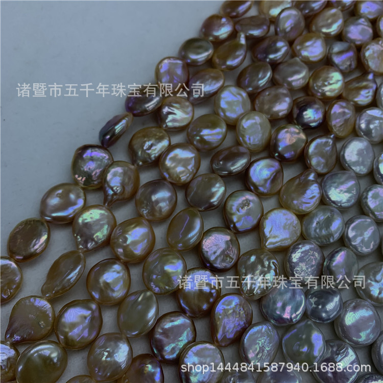 Fresh water pearl necklace 12-13 mm Barlock Biwako button, semi-finished necklace.