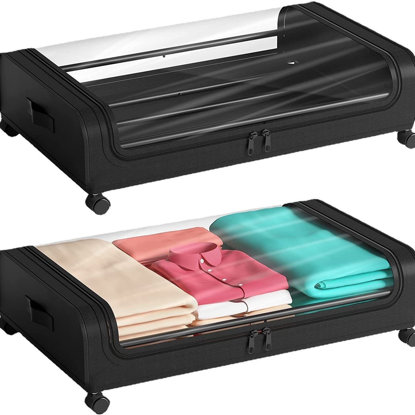 Giường xuyên biên giới Amazon với một bìa trong suốt để xem khăn tắm, giày dép và đồ chơi và thuốc bổ.