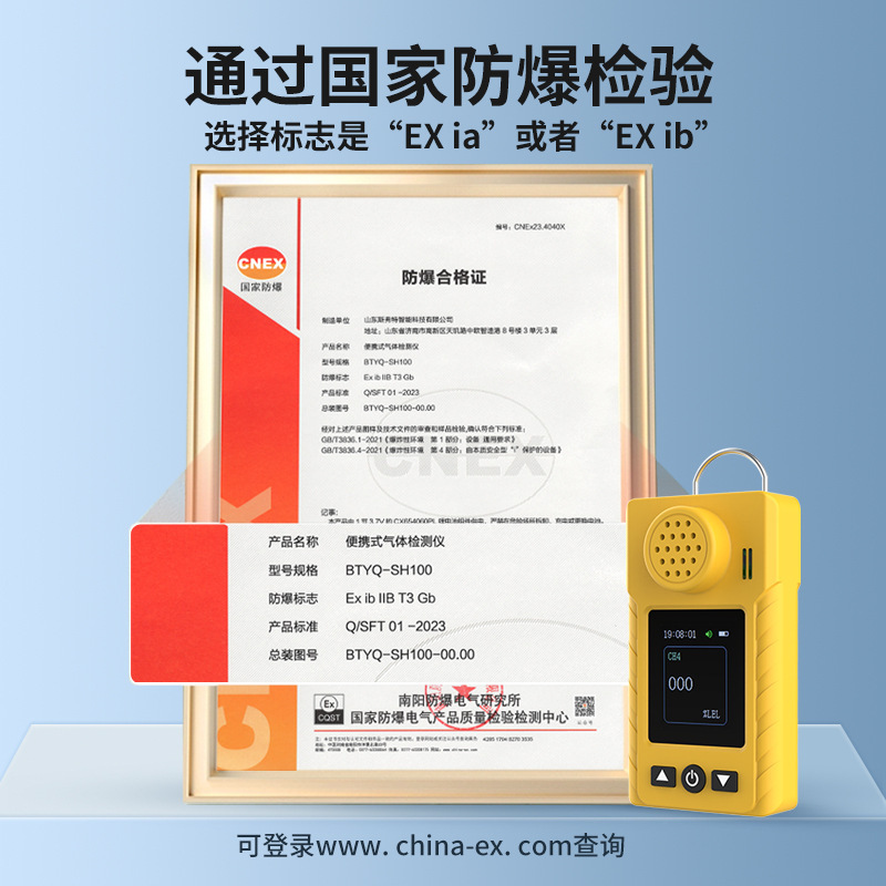 A gas detector, portable, toxic, carbon dioxide ozone-focal gas, single flammable gas