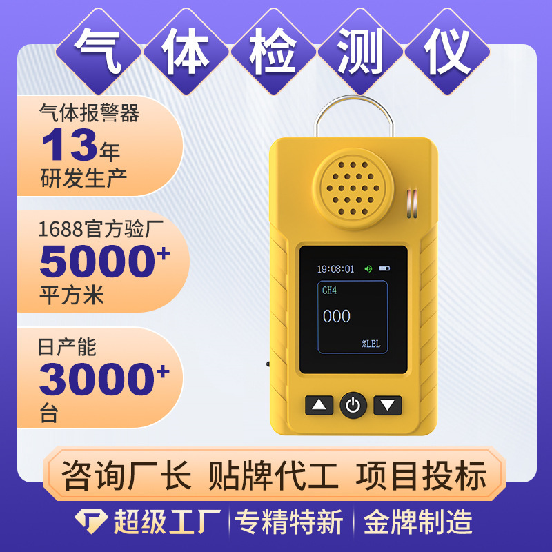 Portable single gas detector oxygen ammonia toxic and hazardous flammable sensors