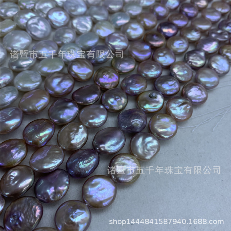 Fresh water pearl necklace 12-13 mm Barlock Biwako button, semi-finished necklace.