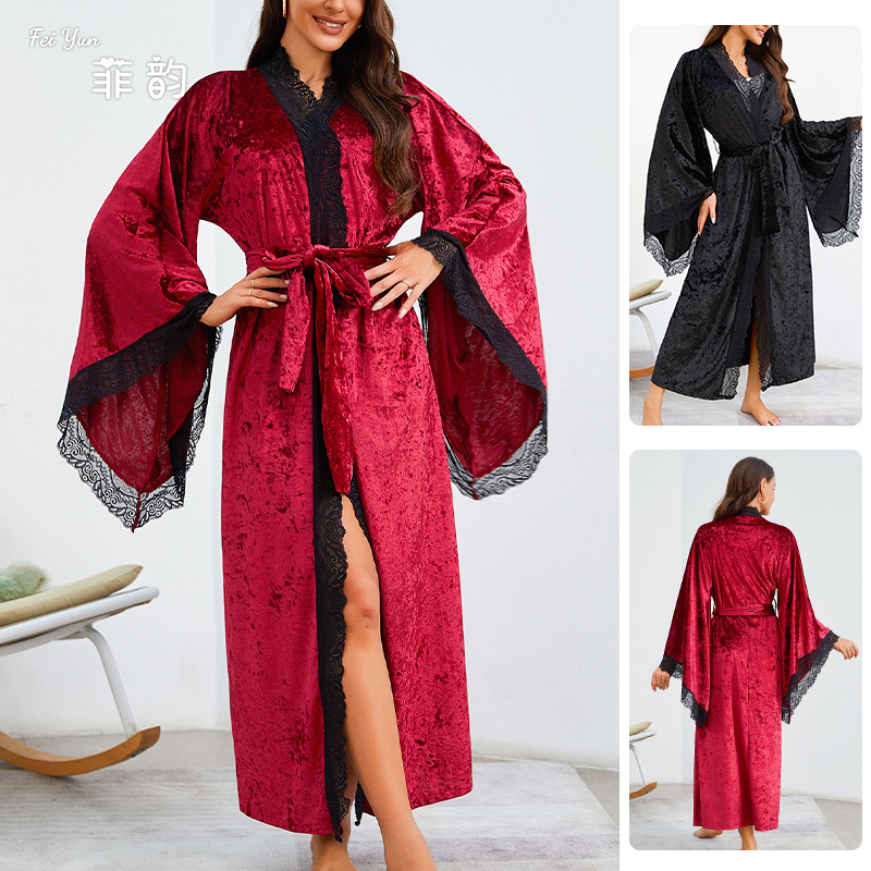 Áo choàng tắm dài, mềm mại, Omega, áo choàng nhung sang trọng, sexy.