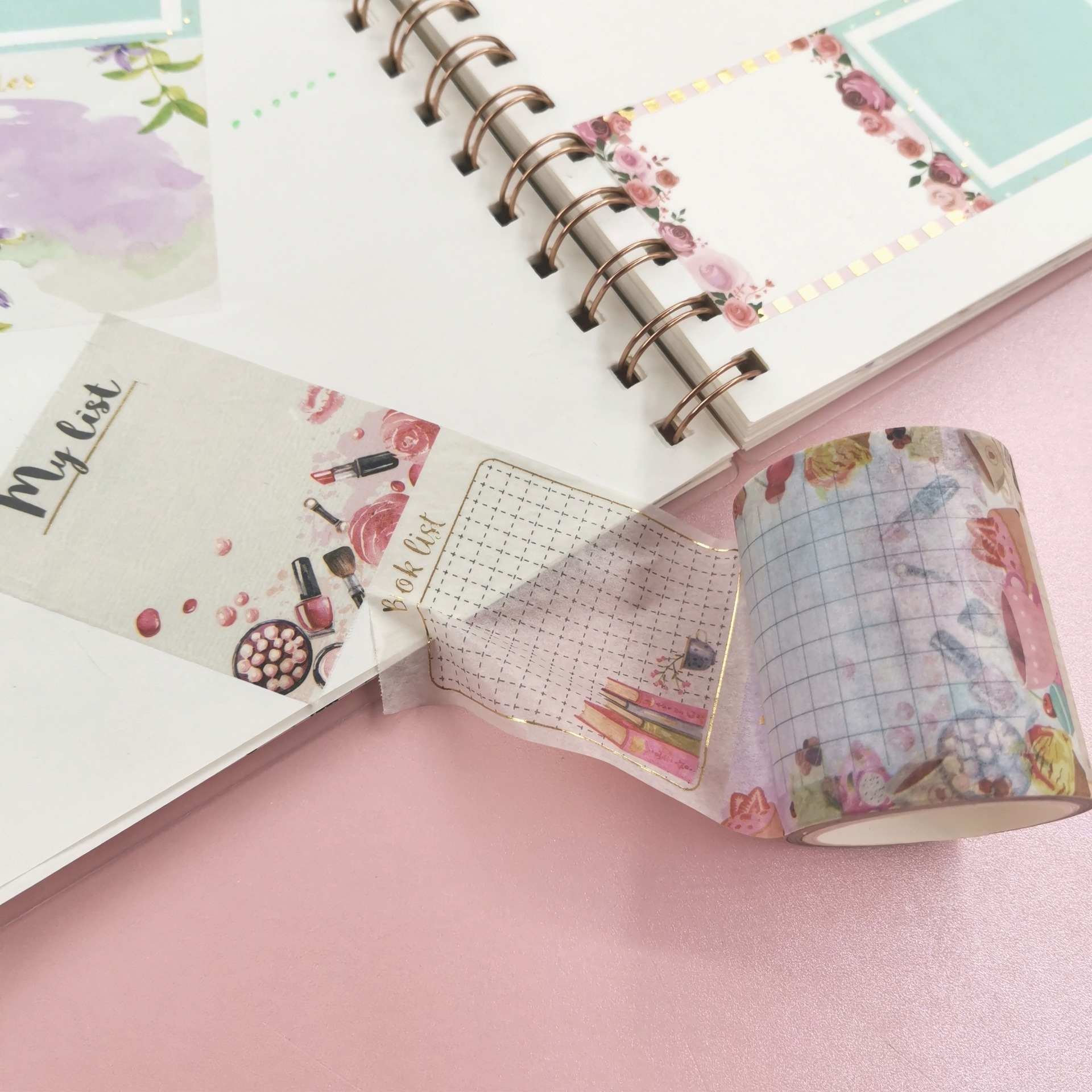 Băng keo mới và băng 5CM với dây có thể xé rách tay, không kéo, DIY, mẫu màu.