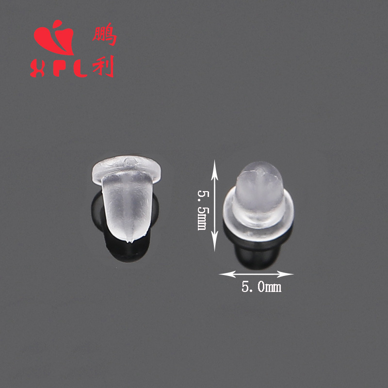 Transparent plastic earring parts, earplugs, bullet-shaped earplugs.