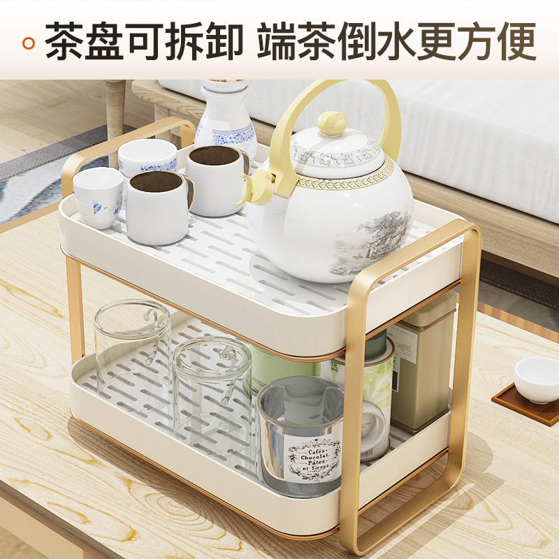 Cốc nước có cốc thủy tinh, khay bạt gấp đôi, tủ ấm trà.