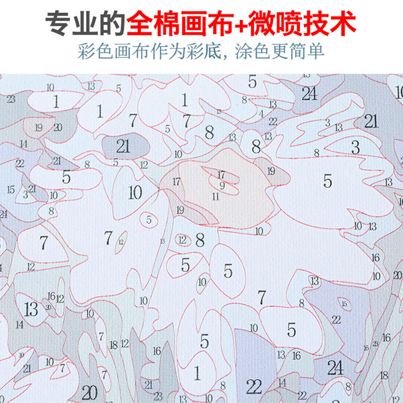 DIY数字油画卡通涂色动物可爱 跨境亚马逊wish数码彩绘颜料装饰画