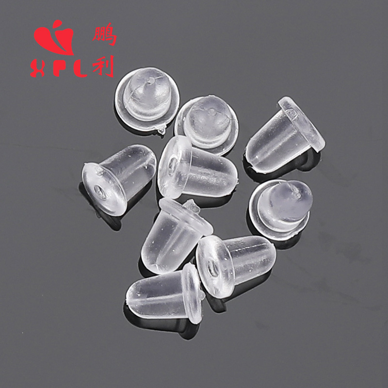 Transparent plastic earring parts, earplugs, bullet-shaped earplugs.