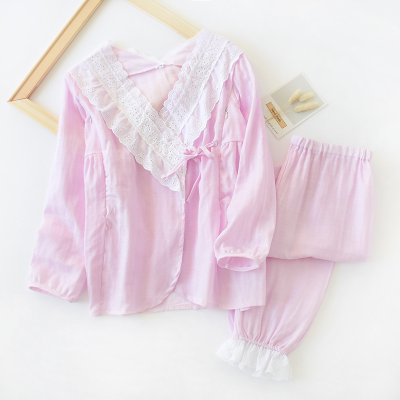 Spring and summer pure cotton gauze thongs, wide-banded, leisure pregnant women giving birth to milk ropes and clothing