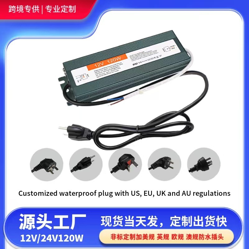 Cross-border custom-tailored waterproof switch 12V120W24VLED lamps with power transformers