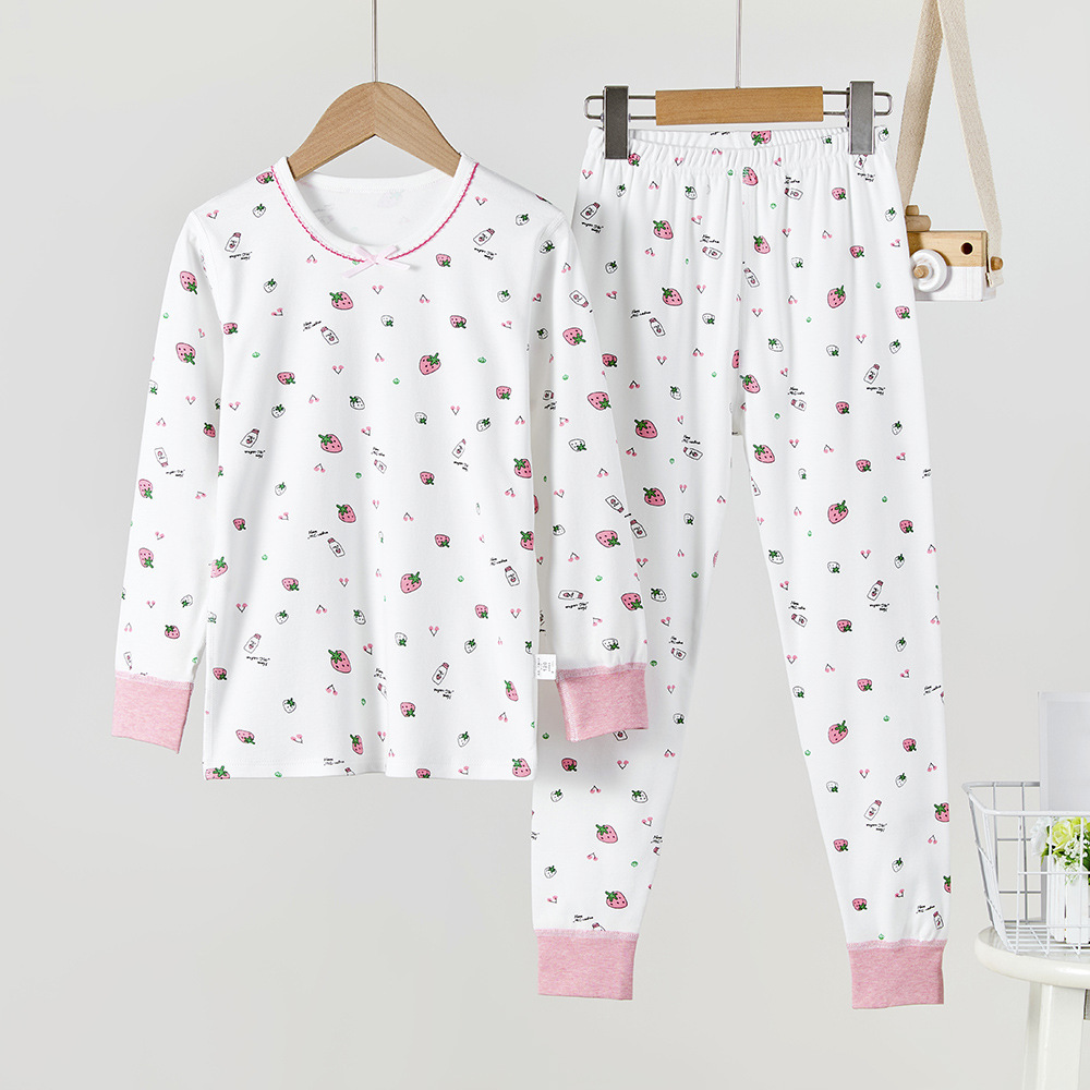 Children's Autumn Pants suit, 100 cotton home-dressed women's pyjamas, warm underwear, sutureless and hairless.