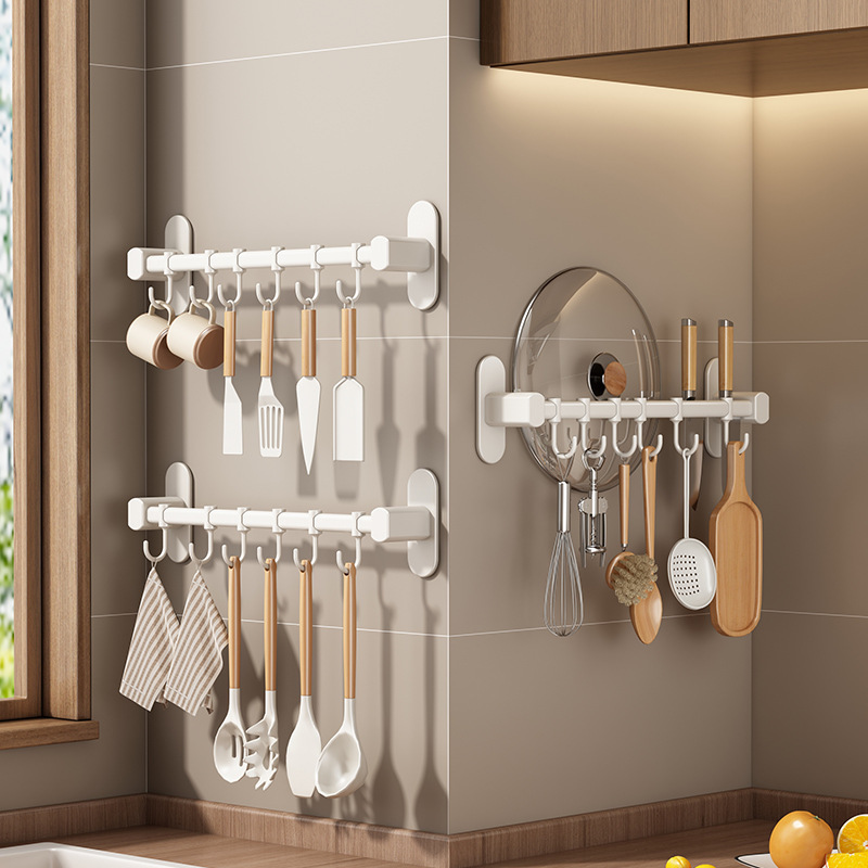 Nhà bếp không có móc nối với nhãn màu trắng, giá bếp nhiều mục đích cho các giá treo tường.
