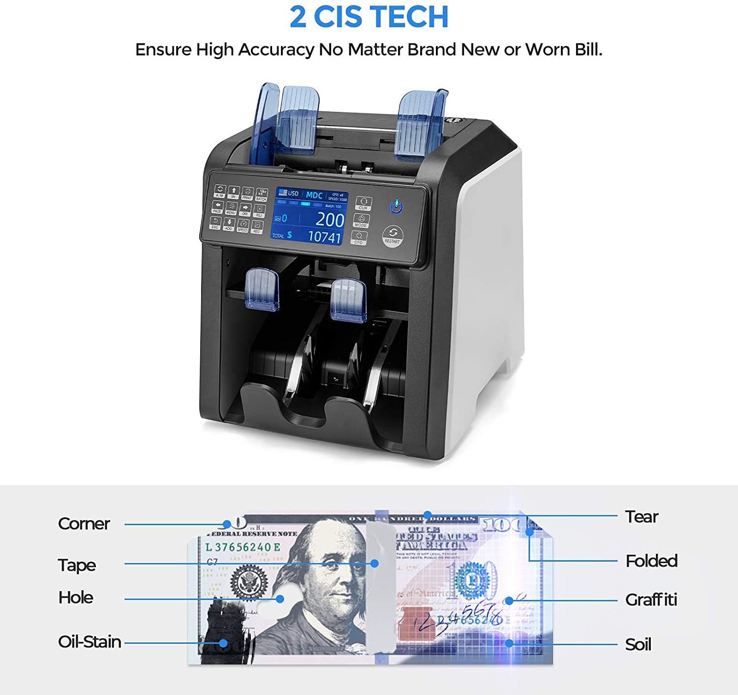 Al-950 foreign currency spot checker CIS image recognition mixer total flat-and-half-centre machine