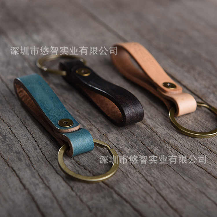 牛皮钥匙链钥匙带 头层牛皮加长手腕带 汽车钥匙学生礼品挂件