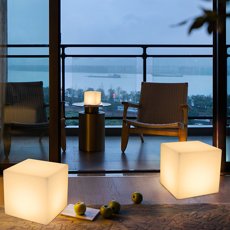 LED luminous furniture Cube bench outside decorating lights.