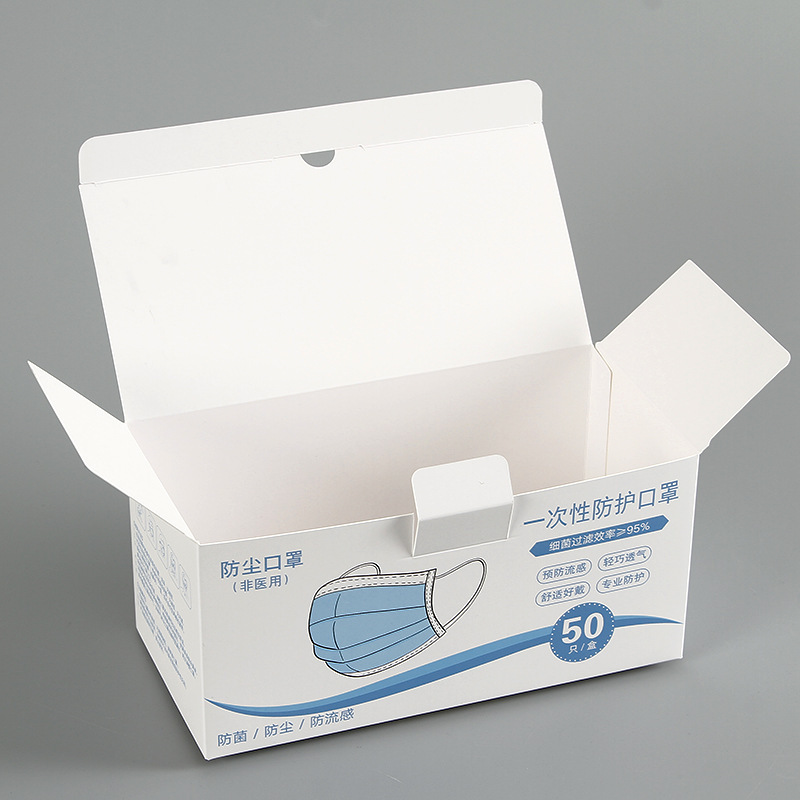 The one-time mask box for the English-language packaging customised for the general folding of masks