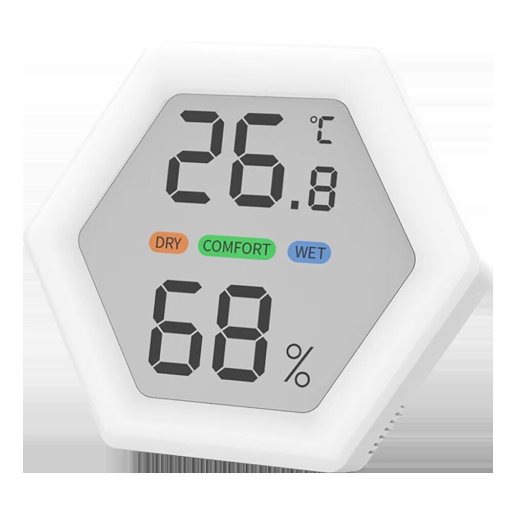 Minimal hexagon temperature moisture measurement, thermomometer, English version