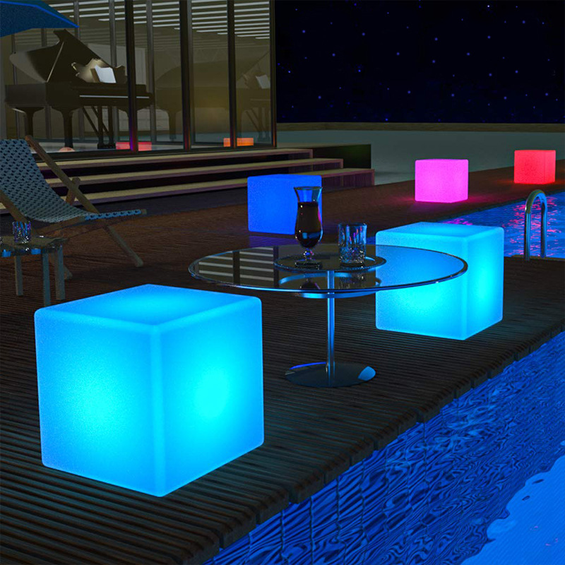 LED luminous furniture Cube bench outside decorating lights.