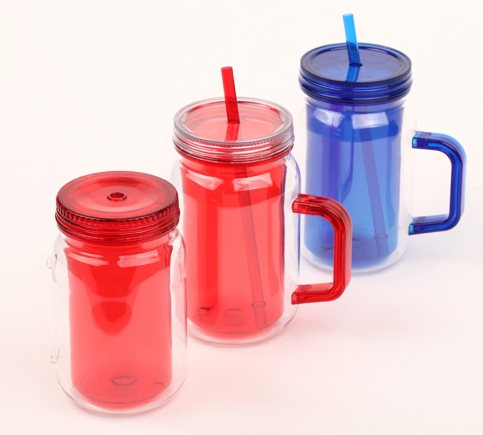 Two-storey single-story AS plastic with handles on Marson Jar Mason's straw cups that can be customised and sold directly by the manufacturer.