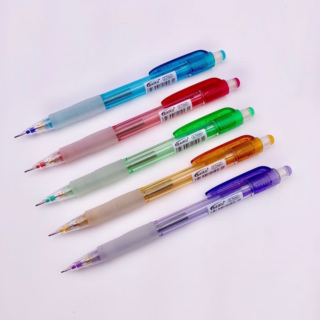 0.5/0.7 mm of automatic pencils for student office rubber shakers pressing core colours to print logo