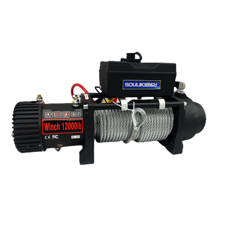 Car-mounted electric winch 12V12,000 pounds of fast water-protected Land Cruiser self-help 24V small crane