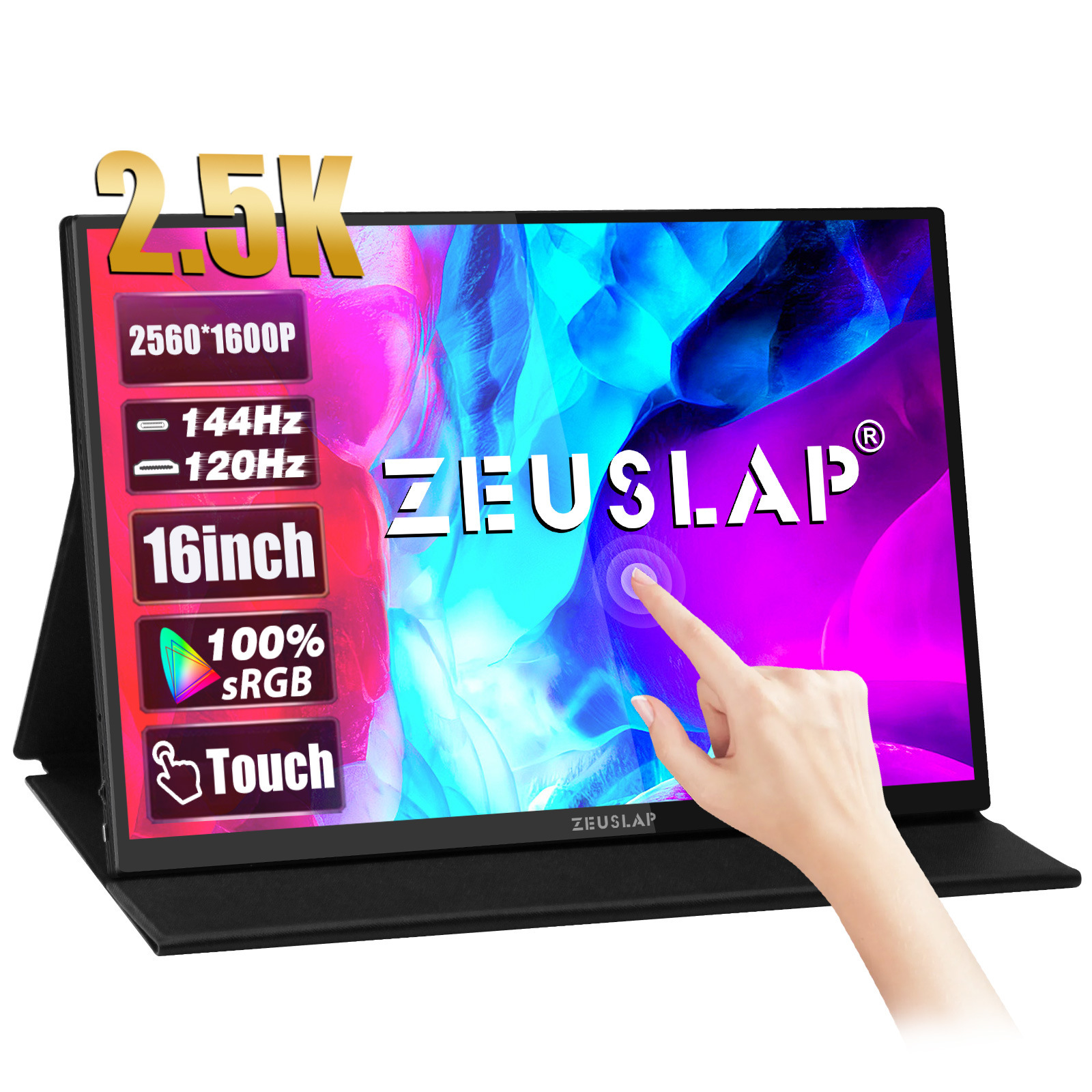 ZEUSLAP 16 inches 2560 x 1600 P 144hz high-toucher portable monitor