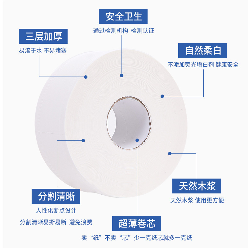 商用大卷纸手纸大盘纸酒店厕所大盘卷纸家用卫生纸整箱厕纸实惠装