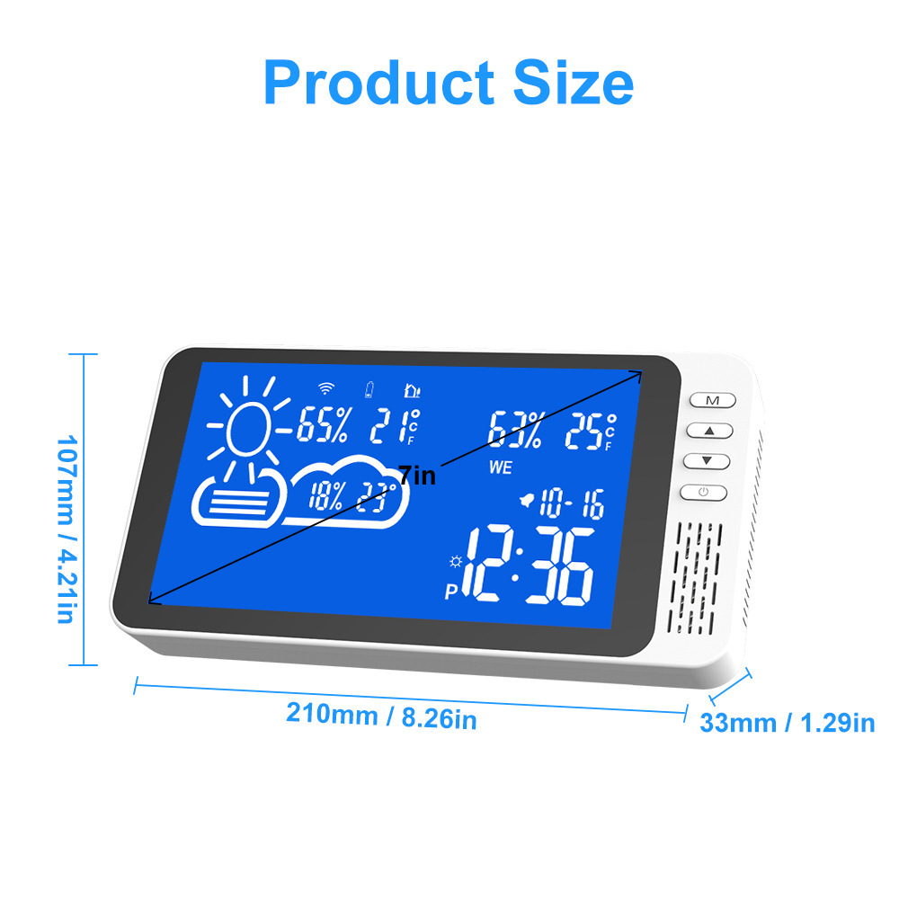 LCD with graffitiwifi's super-sized electronic clock, weather forecast, alarm clock, humidity.