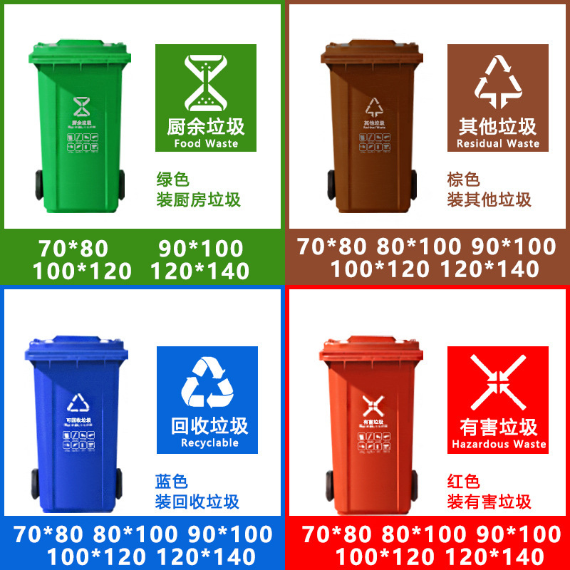 A large volume of bulky, large-scale, colour-colored, community-based, dry and wet plastic bags classified as garbage bags