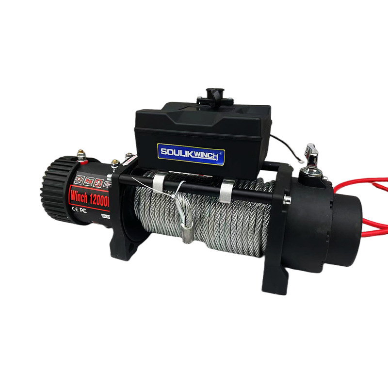 Car-mounted electric winch 12V12,000 pounds of fast water-protected Land Cruiser self-help 24V small crane