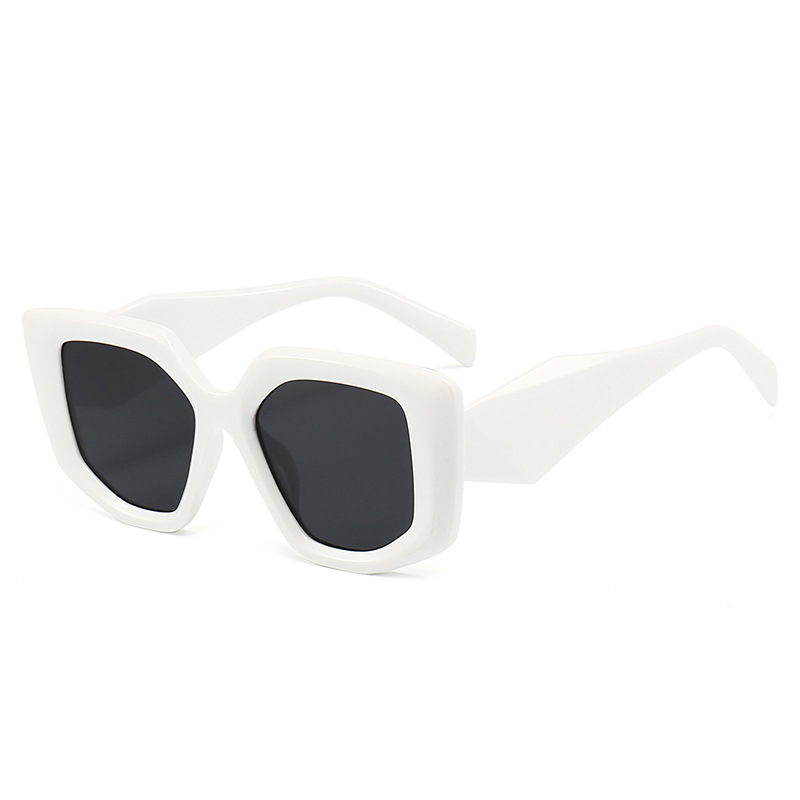 An irregular polygonized sunglasses sunglases across the border.