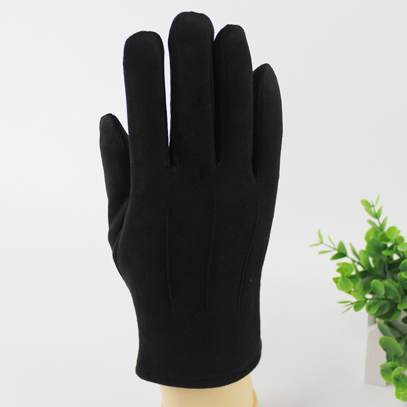 A man who's about to have a wind-proof glove with a velvet cyclist in winter.