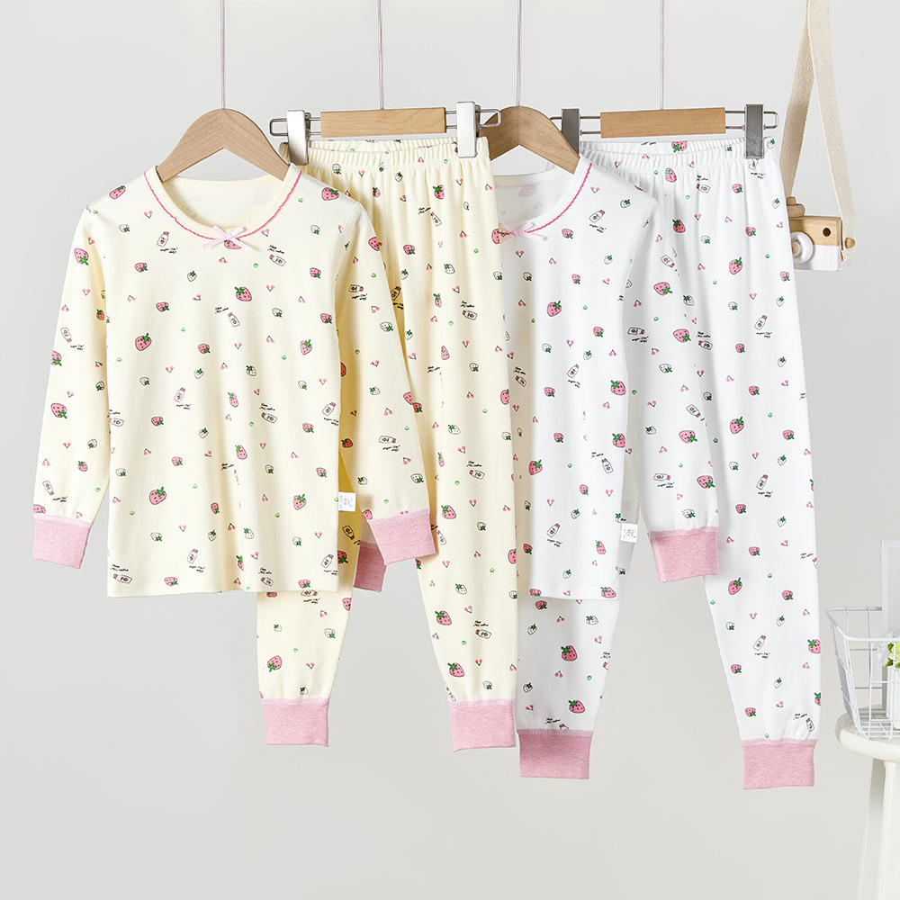 Children's Autumn Pants suit, 100 cotton home-dressed women's pyjamas, warm underwear, sutureless and hairless.