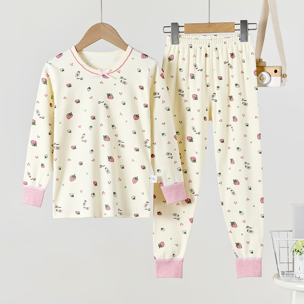 Children's Autumn Pants suit, 100 cotton home-dressed women's pyjamas, warm underwear, sutureless and hairless.