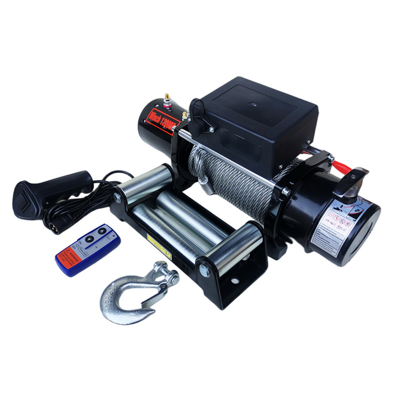 Car-mounted electric winch 12V12,000 pounds of fast water-protected Land Cruiser self-help 24V small crane