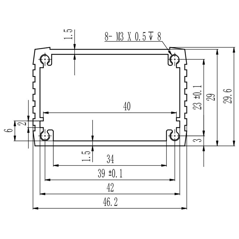 J02 permanently contained 46.2*29.6 aluminium shell for the Aluminium Alloy Controler, aluminum panel of PCB circuit boards