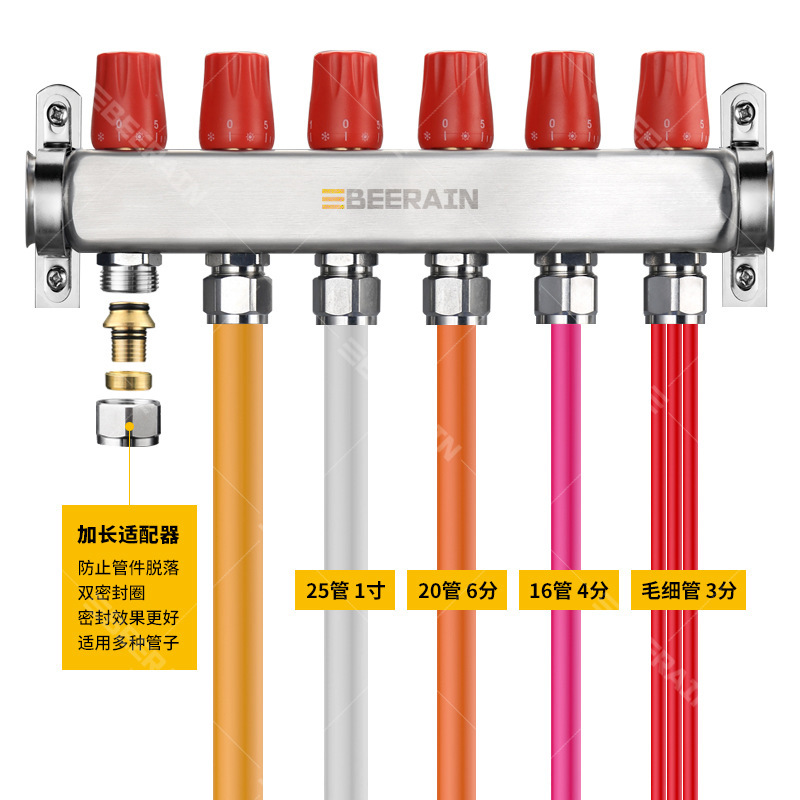 地暖分集水器304不锈钢分水器暖通家装定-制手动控制分集水器批发